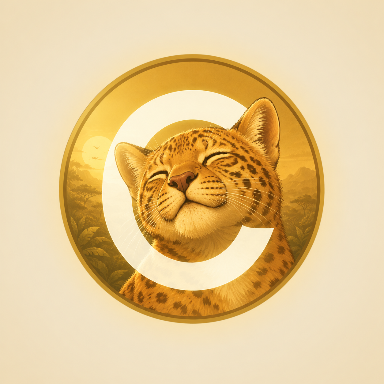 CATEKIO coin: a smug golden leopard inside a gold C medallion